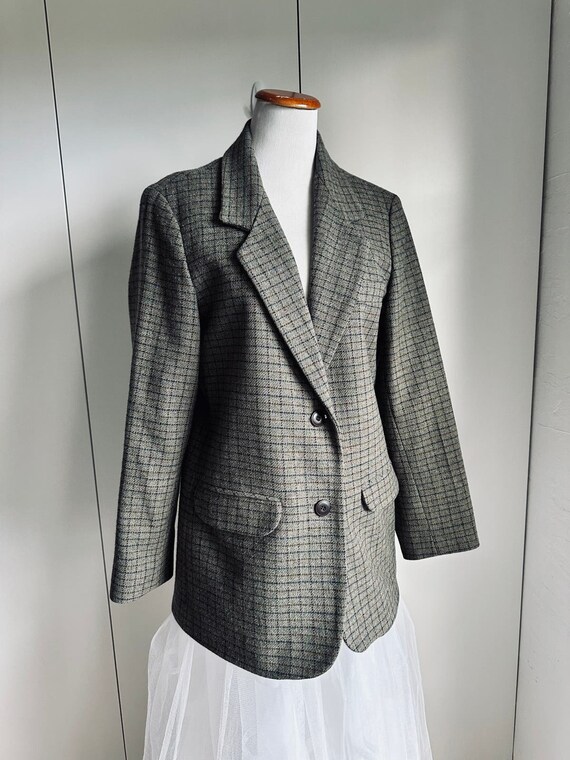 Vintage 90s Eddie Bauer Wool Plaid Blazers Size M… - image 2