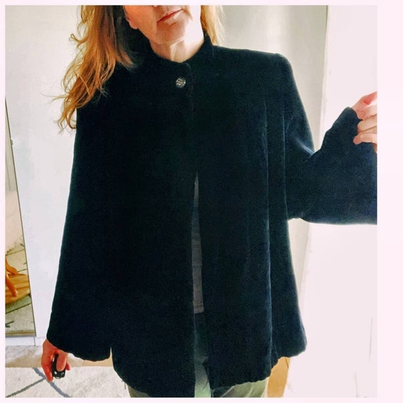 Vintage/Antique 1940’s Velvet Swing Coat Black Med