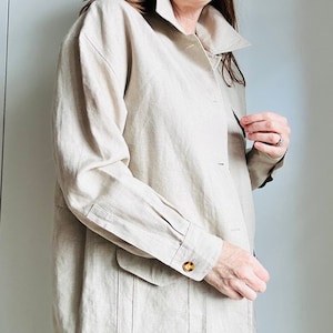 Blazer safari en lin vintage des années 90, grande taille kaki, vestes classiques structurées minimalistes pour le printemps image 9