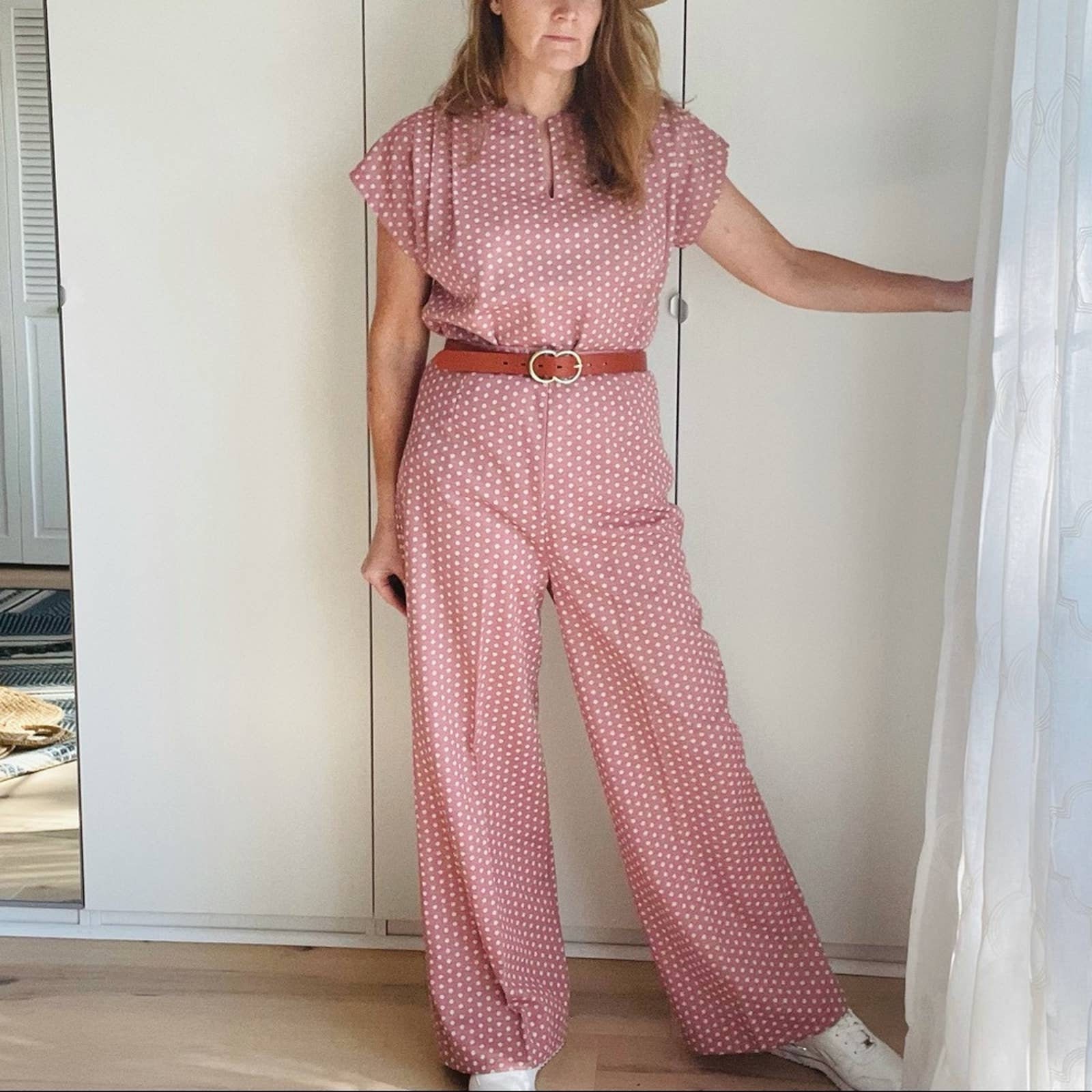 polka dot pants suit