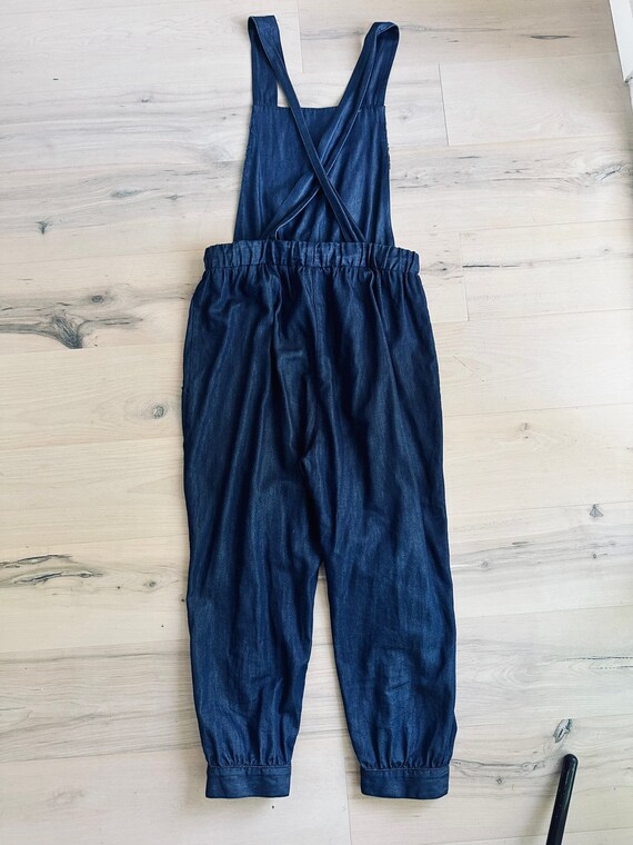 ☆ ANNA SUI × atmos Collabo Overalls ☆ Vintage 90s Anna Sui Overalls Chambray Denim With Lace Trim
