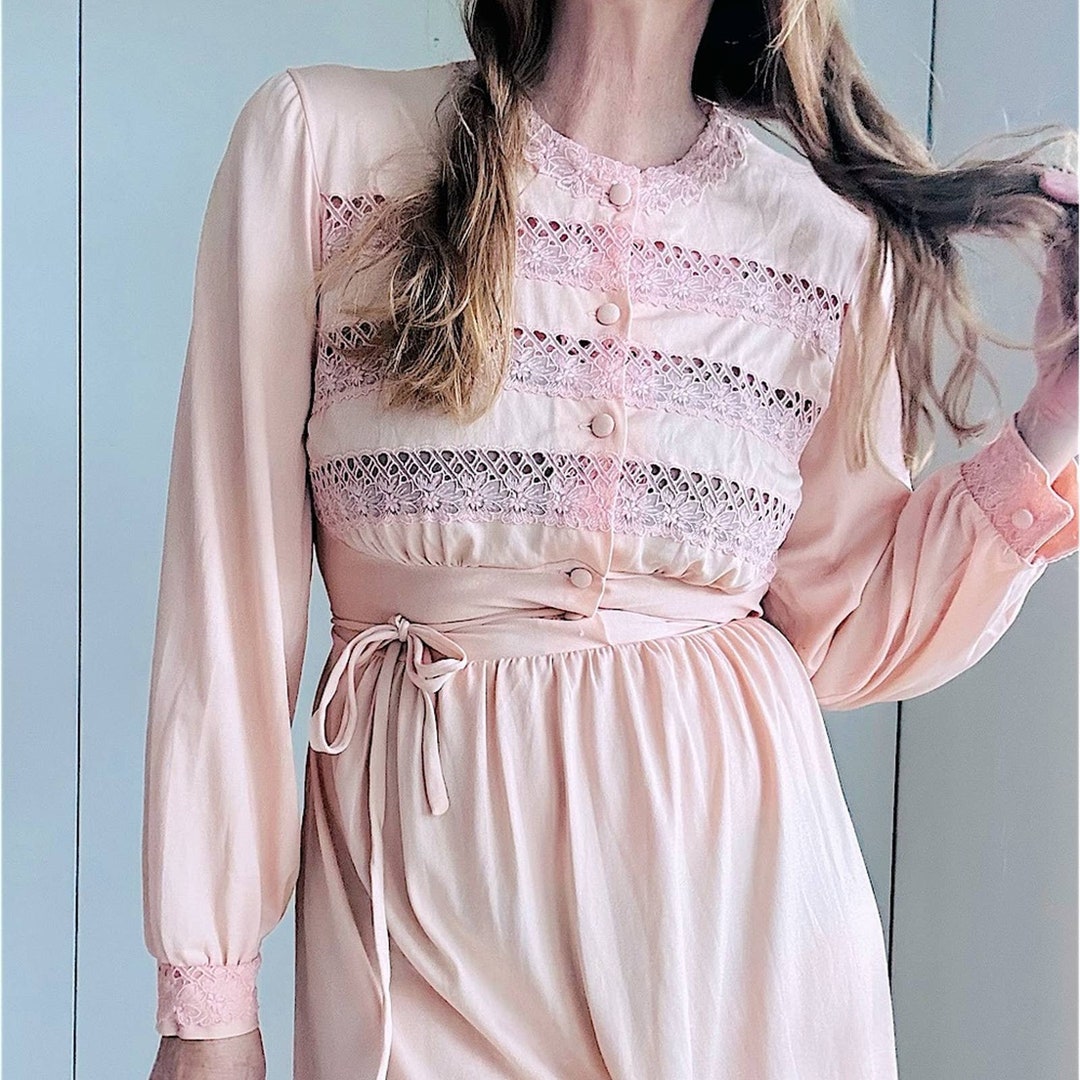 Womens Satin A-Line Nightdress - Peach main image 1