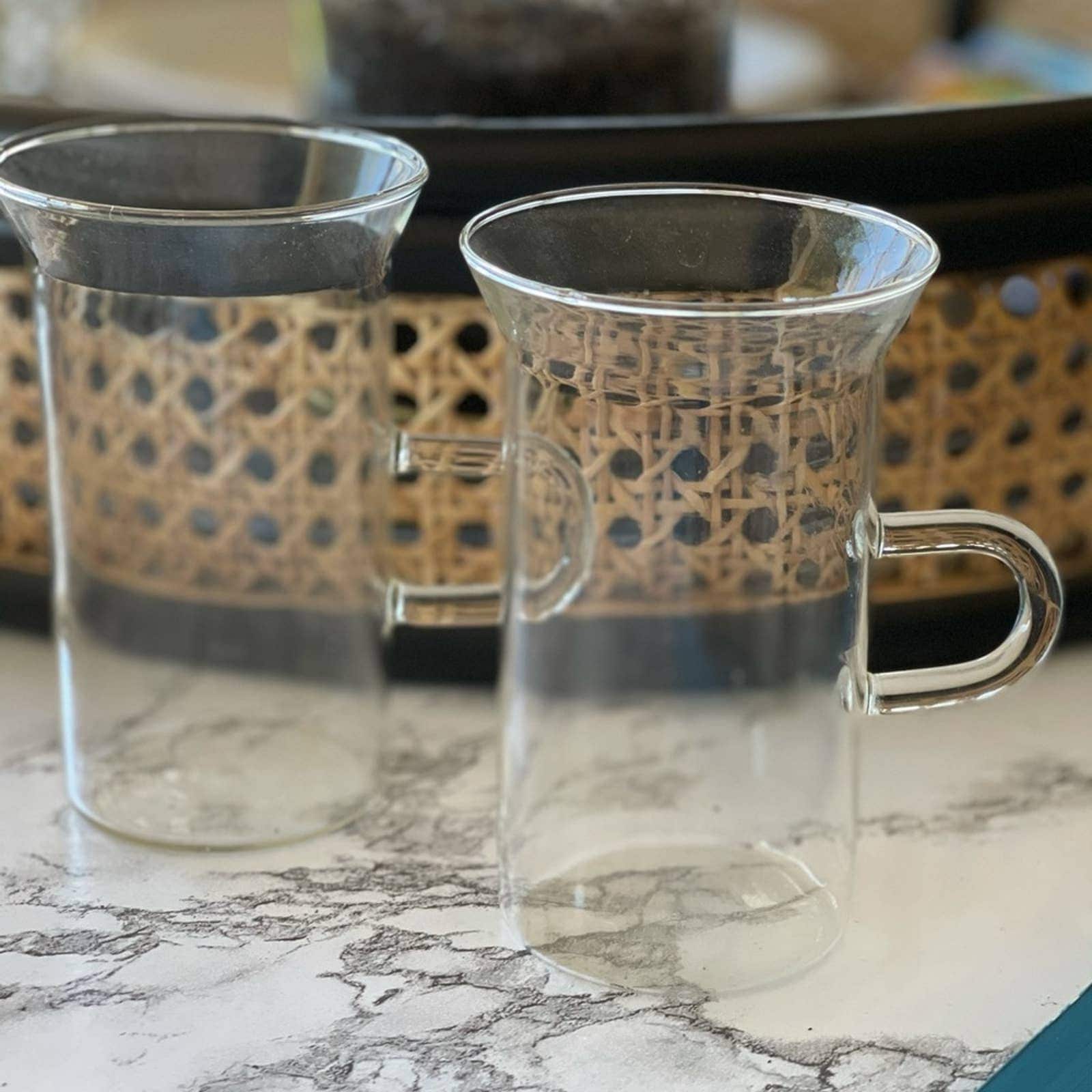 Vintage set of Coffee Tea Cups Clear Glass Mondern Etsy