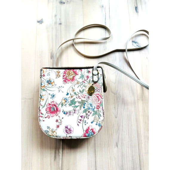 Vintage Elan Canvas Floral Handbag Crossbody Neut… - image 1