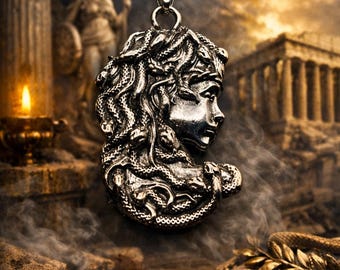 Medusa Goddess Pendant Necklace Handcrafted Gothic