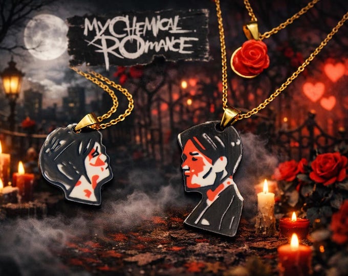 Featured listing image: My Chemical Romance Three Cheers for Sweet Revenge Couples and Lovers Necklaces, handmade