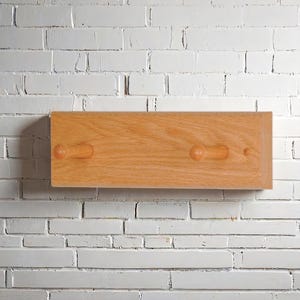 12&quot; Solid Oak Shaker Peg Rail - 2 Pegs - Coat, Towel, Kitchen Storage - Handcrafted Wall Organizer - USA Made - Durable & Stylish