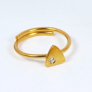 Triangle Slim Ring Zircon Adjustable Stacking Dainty Ring Simple Jewellery Women Gift Gold plated