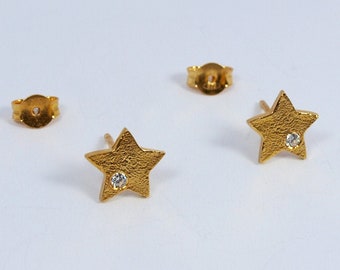 Tiny Star Studs 925 Sterling Silver Gold Plated Dainty Small Casual Simplistic Earrings Celestial Astrology Jewellery