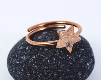 Star Slim Ring Adjustable Dainty tiny Zircon Stackable Ring Handmade Womens Jewelry In Multiple Colours