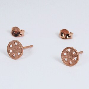 Small Dot Silver Stud Earrings Modern Geometric Style for Multi Piercings Rose Gold-plated Sil