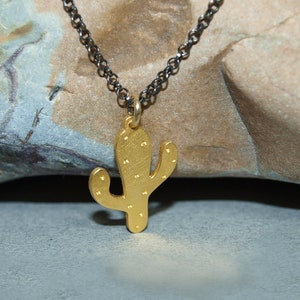 Cactus Chain Necklace Silver Small Cactus Pendant Tropical Handmade Jewellery