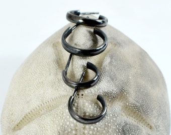 Kolczyki Hoops Czarne Błyszczące Srebro 925 Małe Kolczyki Wielokrotne Kolczyki Piercing Hoop