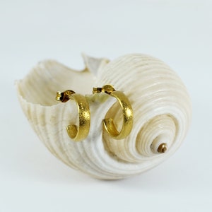 Simple Tiny Gold Hoops: Handcrafted Silver 925 Earrings for Multiple Piercings image 1