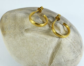 Proste kolczyki koła - wyjątkowy teksturowany design - ręcznie robiona minimalistyczna biżuteria