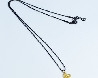 Collier superposé à breloques coeur - Chaîne noire avec pendentif en argent 925, style minimaliste