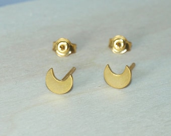 Crescent Moon Studs small Half Moon Earrings Silver Celestial Gold Jewellery