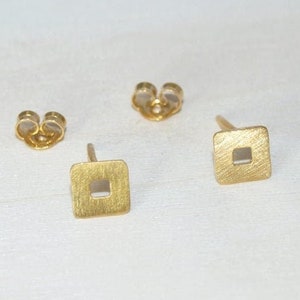 Open Square Studs Gold Earrings Geometric Women Jewellery Silver 925 Multiple Piercing Gift for her