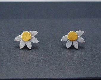 Flower Mix and Match Silver 925 Stud Daisy Earrings Handmade Women Dainty Studs