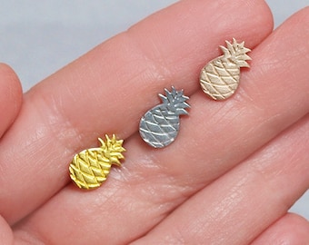 Pineapple Small Studs Gold-plated Earrings Fruit Handmade Jewellery Kids Gift Cute Everyday Earrings