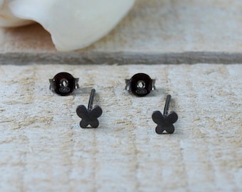 Tiny Butterfly Stud Earrings 925 Sterling Silver Black Butterflies Gift For Kids Girls Jewellery