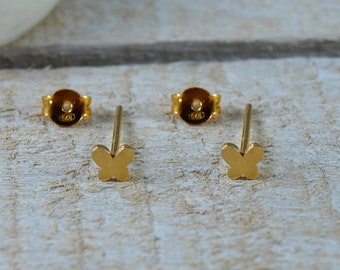 Tiny Butterfly Studs Gold Silver 925 Earrings Kids Animal Jewellery Gift