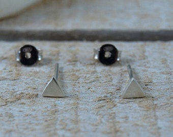 Triangle Tiny Silver Earrings Geometric Studs Minimalist Unisex Jewellery