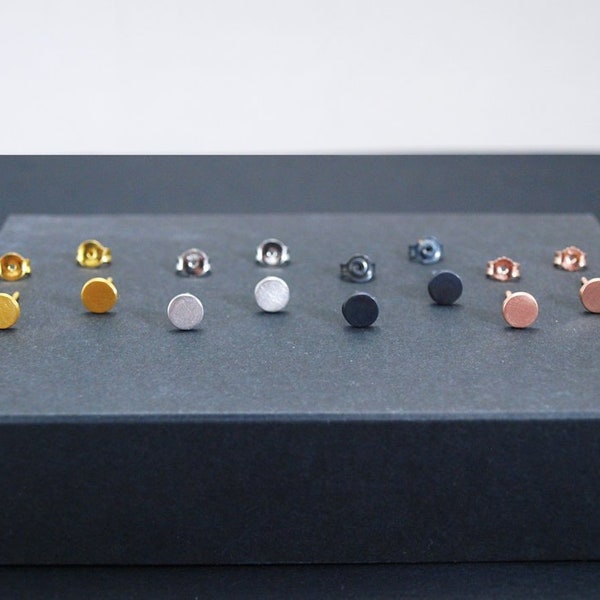 Flat Disk Stud Earrings Silver 925 Multiple Piercing Round Studs Gold-plated Geometric Unisex Jewellery