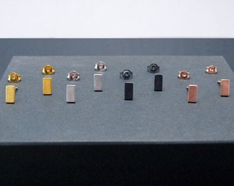 Tiny Bar Studs Sterling Silver Small Earrings Dainty Gold Bars Line Earrings Platinum Rectangles