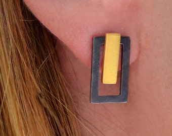 Personalizowane geometryczne srebrne sztyfty – ręcznie robione kolczyki Mix & Match