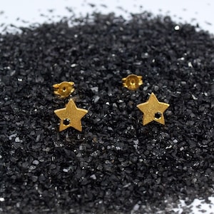 Zircon Star Studs Small Gold Earrings Celestial Earrings Handmade Women Jewellery image 1