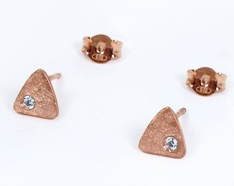 Triangle Zircon Studs Silver 925 Small Earrings Geometric Minimalist Multiple Piercing Jewellery