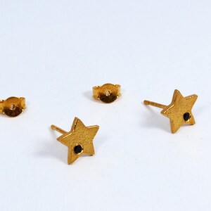 Zircon Star Studs Small Gold Earrings Celestial Earrings Handmade Women Jewellery gold+black zircon