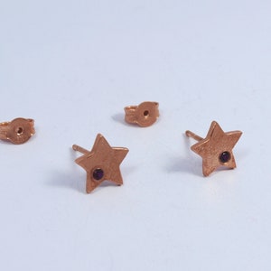 Zircon Star Studs Small Gold Earrings Celestial Earrings Handmade Women Jewellery rose gold+ruby red z