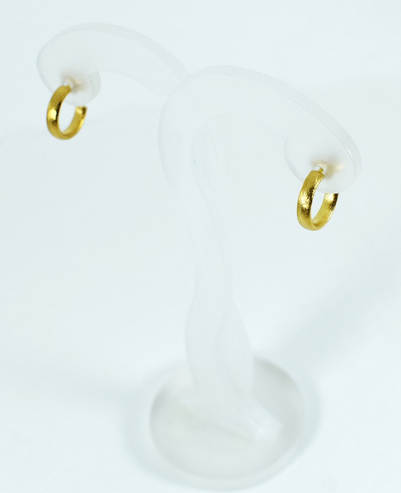 Simple Tiny Gold Hoops: Handcrafted Silver 925 Earrings for Multiple Piercings image 4