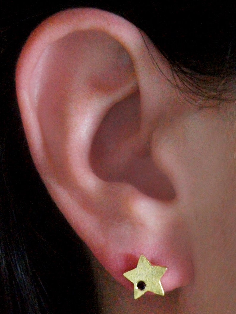 Zircon Star Studs Small Gold Earrings Celestial Earrings Handmade Women Jewellery image 5