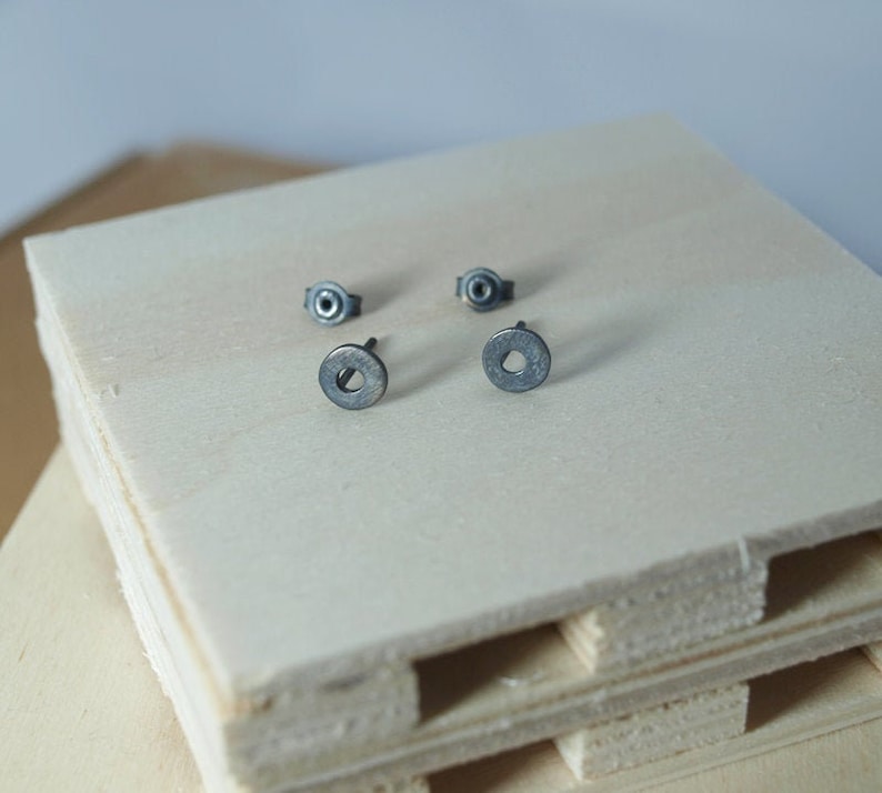 Round Studs Black Studs Gold Open Circles Circle Stud Earrings Sterling Silver Earring