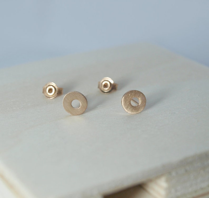 Round Studs Black Studs Gold Open Circles Circle Stud Earrings Sterling Silver Earring