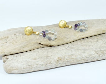 Kolorowe koralikowe kolczyki wiszące - Wyrazista letnia biżuteria - Kolczyki ręcznie robione