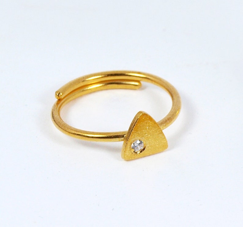 Triangle Slim Ring Zircon Adjustable Stacking Dainty Ring Simple Jewellery Women Gift Gold plated