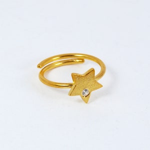 Star Slim Ring Adjustable Dainty tiny Zircon Stackable Ring Handmade Womens Jewelry In Multiple Colours Gold plated