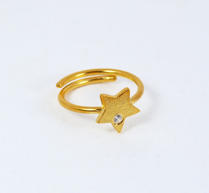 Star Slim Ring Adjustable Dainty tiny Zircon Stackable Ring Handmade Womens Jewelry In Multiple Colours Gold plated