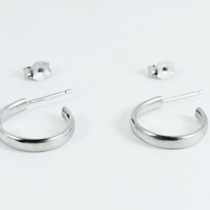 Hoops Platinum Shiny Earrings Medium Sized Silver 925 Everyday Hoop Earrings Gift for Her Large Hoop