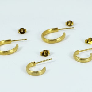 Simple Tiny Gold Hoops: Handcrafted Silver 925 Earrings for Multiple Piercings image 3