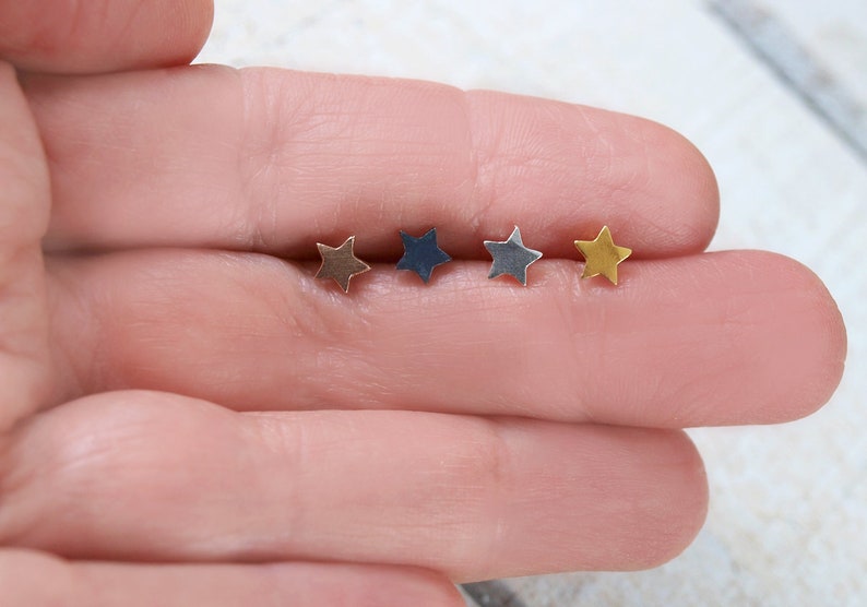 Tiny Star Studs Dainty Gold Women Earrings Kids Silver Jewellery Star and Celestial Gift image 2