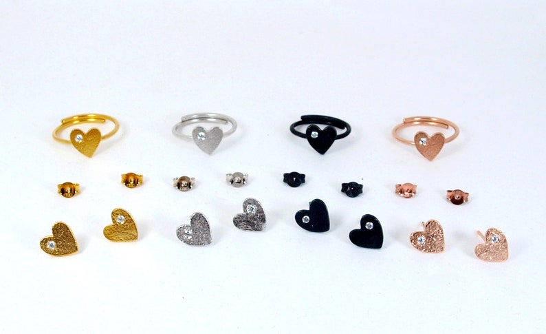 Dainty Heart Slim Ring with Tiny Zircon Gemstone Handmade Adjustable Jewelry for Her image 8