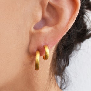 Simple Hoop Earrings Textured Small Medium Sized Handmade Hoop Earrings Minimalist Jewellery image 9
