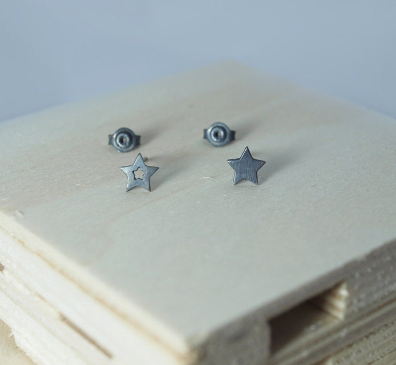 Open Star Stud Gold Star Earrings Mismatched Silver Star Studs Rose Gold-Plated Women Jewellery