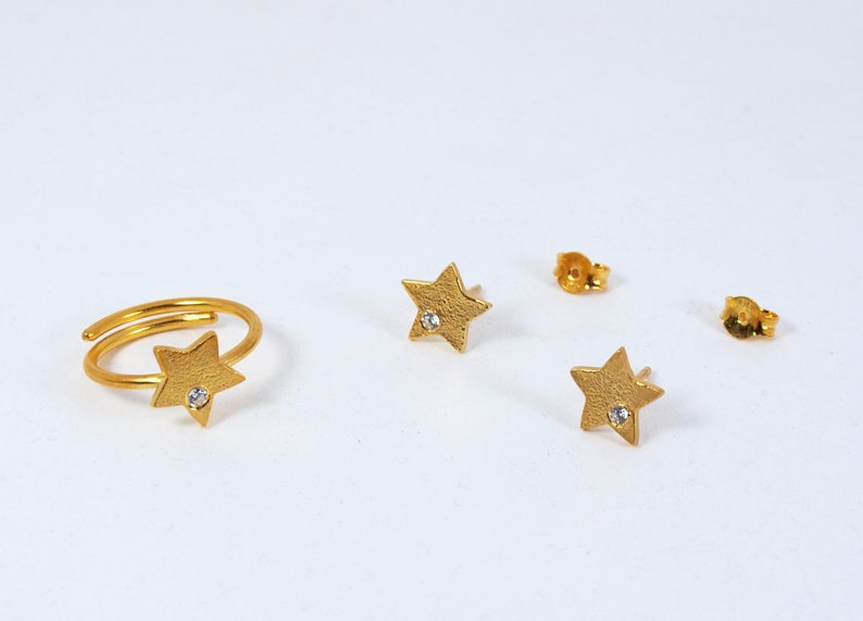 Star Slim Ring Adjustable Dainty tiny Zircon Stackable Ring Handmade Womens Jewelry In Multiple Colours image 9