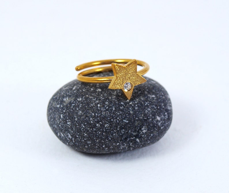 Star Slim Ring Adjustable Dainty tiny Zircon Stackable Ring Handmade Womens Jewelry In Multiple Colours image 4